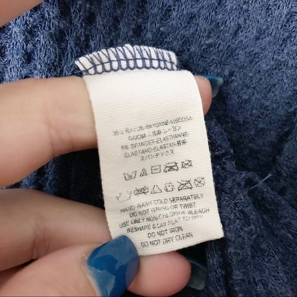 Free People Oversized Blue Thermal Tunic - Picture 3 of 5